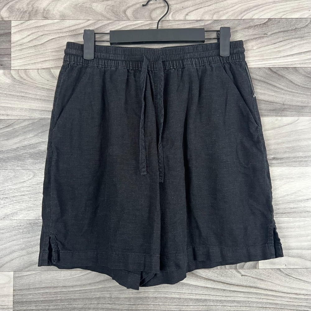 Gloria Vanderbilt Shorts Women's Small Black Linen Blend Drawstring Waist Casual